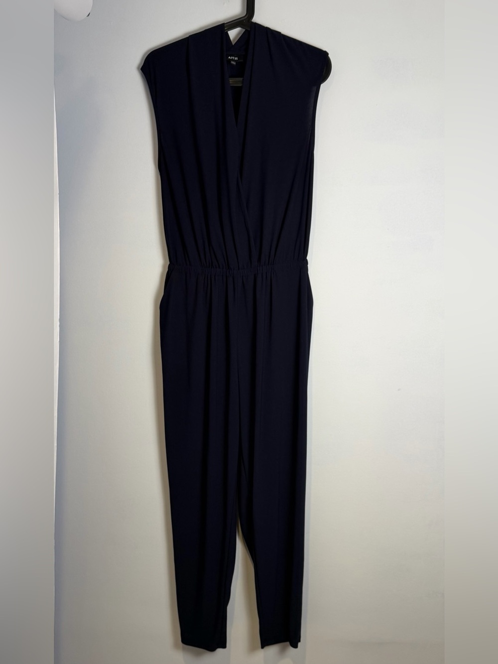 Apt. 9 Sleeveless Navy Wrap-Front Jumpsuit